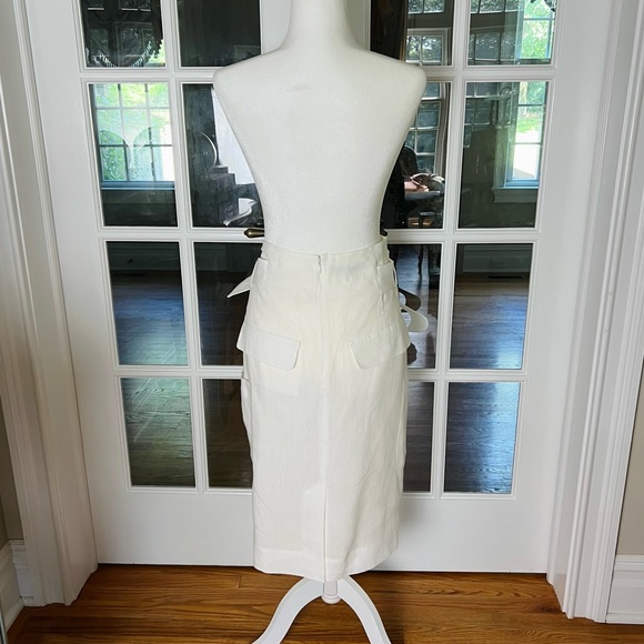 NWOT Tibi Linen Midi A-line Skirt with Belt - Picture 2 of 7